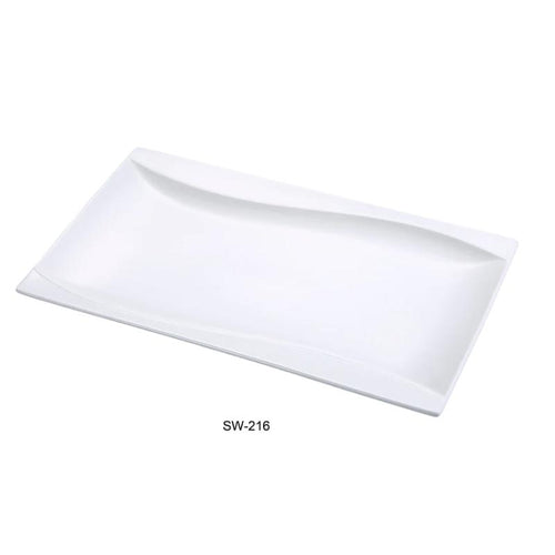 Yanco SW-216 Sea Wave Rectangular Plate, China, Bone White (1Dz)