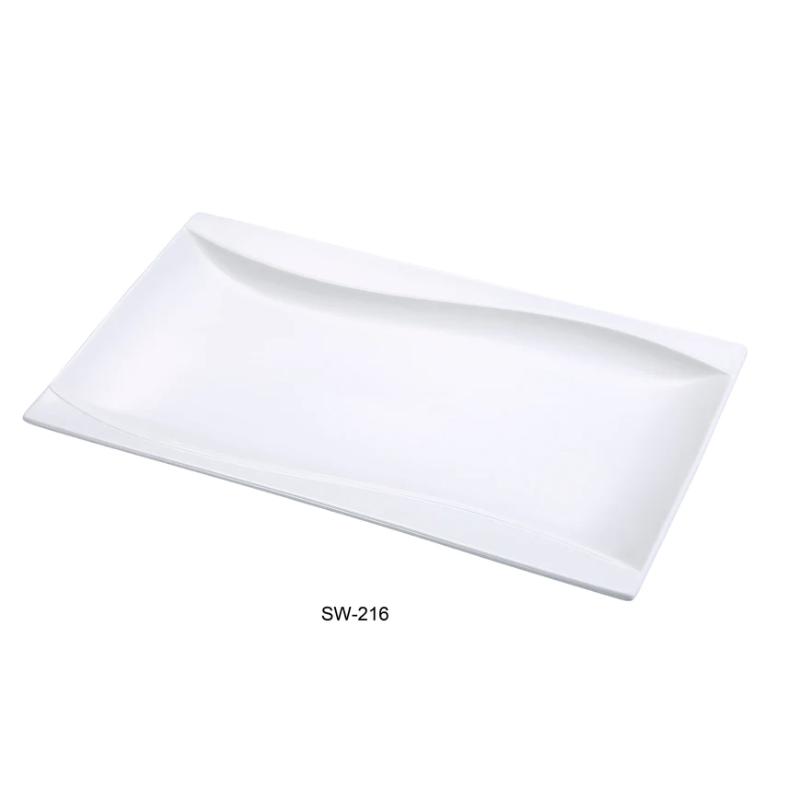 Yanco SW-216 Sea Wave Rectangular Plate, China, Bone White (1Dz)