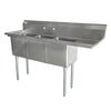 Omcan 3 Tub Sink with 1.8″ Corner Drain, Drainboard Optional, 18-gauge Stainless Steel, NSF