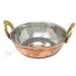 Hammered copper and stainless steel kadai bowl with welded handle
