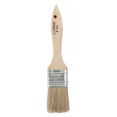 Winco Flat Pastry & Basting Brushes with Natural Boar Bristles and Wooden Handles