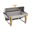 Winco 101A Virtuoso 8qt Full-size Chafer, Roll-top, S/S, Gold Accent, Extra Heavyweight (Price/Set)