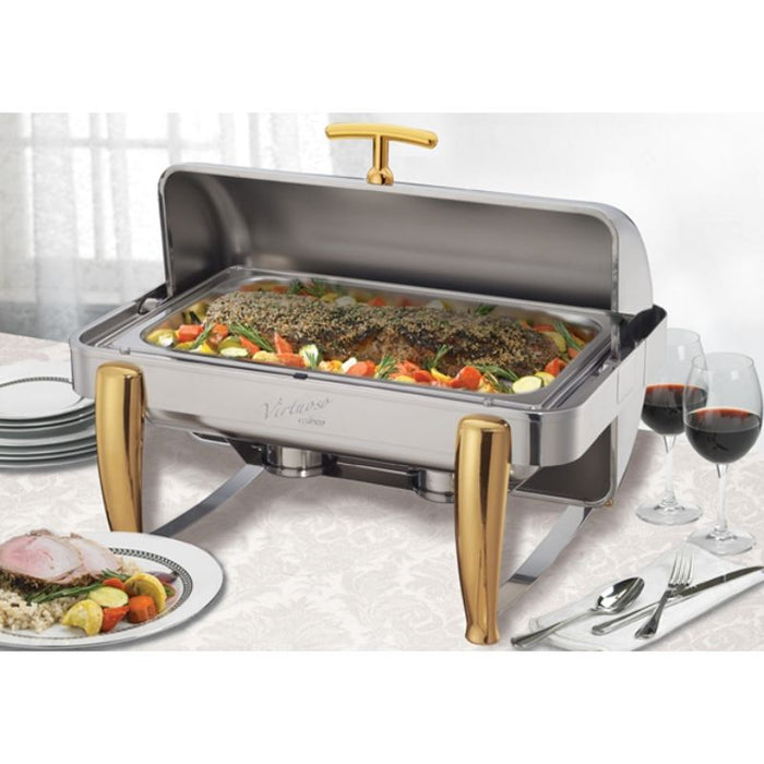 101A, Virtuoso 8 Qt. Full-Size Chafer, Roll-Top, Stainless Steel, Extra Heavyweight by Winco
