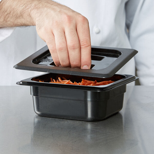 Cambro Camwear One Sixth Size Food Pan Lid with Handle Black ( Case of 6 )