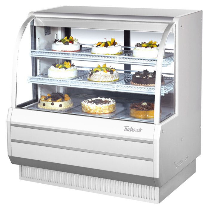 Turbo Air TCGB-48-W(B)-N Curved glass bakery case-refrigerated, 15.6 cu.ft.