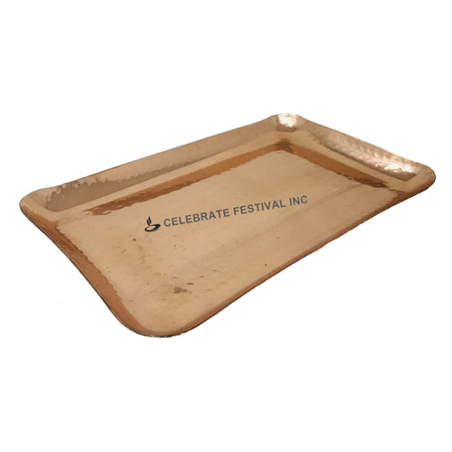 Pure Copper Rectangular Serving Platter with Brass Handles – Ideal for Traditional Appetizers