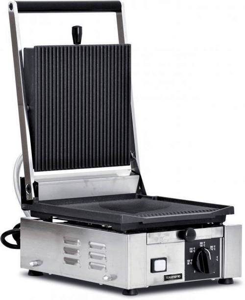 Omcan PG-IT-0483-R Elite Series 10″ x 9″ Single Panini Grill with Top and Bottom Grooved Grill Surface