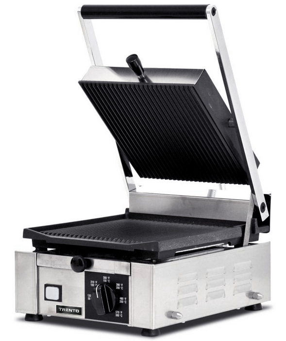 Omcan PG-IT-0483-R Elite Series 10″ x 9″ Single Panini Grill with Top and Bottom Grooved Grill Surface