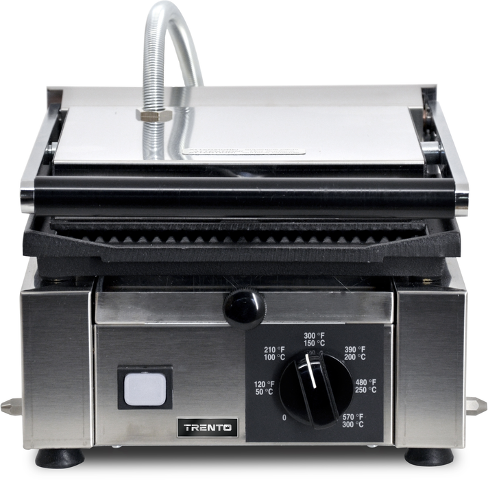 Omcan PG-IT-0483-R Elite Series 10″ x 9″ Single Panini Grill with Top and Bottom Grooved Grill Surface