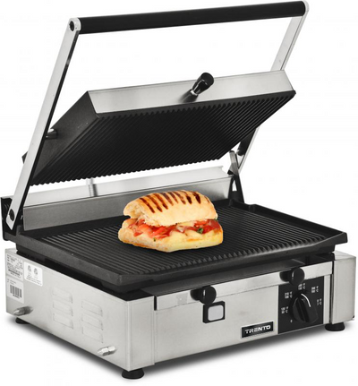Omcan PG-IT-0610-R Elite Series 10″ x 14″ Single Panini Grill with Top and Bottom Grooved Grill Surface