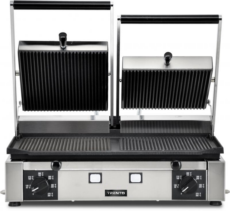 Omcan PG-IT-0737-R Elite Series 10″ x 19″ Double Panini Grill with Grooved Top and Bottom Grill Surface