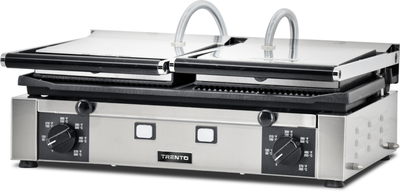 Omcan PG-IT-0737 Elite Series 10″ x 19″ Double Panini Grill with Ribbed Top and 1/2 Grooved and Smooth Bottom Grill Surface