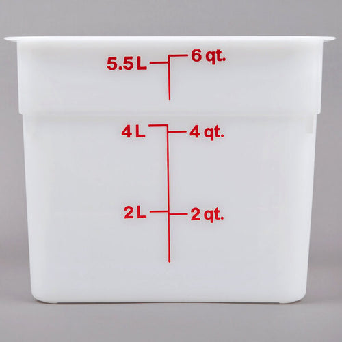 Cambro Poly 6 Quart Square Food Storage Container White ( Case of 6 )
