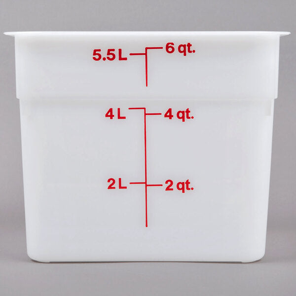 Cambro Poly 6 Quart Square Food Storage Container White ( Case of 6 )