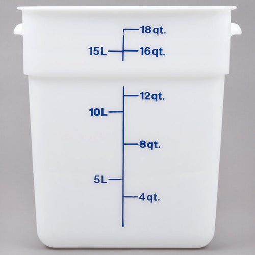 Cambro Poly 18 Quart Square Food Storage Container White ( Case of 6 )