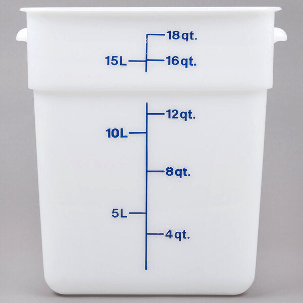 Cambro Poly 18 Quart Square Food Storage Container White ( Case of 6 )