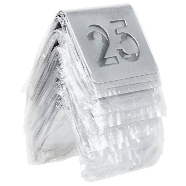 Tablecraft TC125 2 1/2" Stainless Steel Cut-Out Number Table Tents - 1 to 25