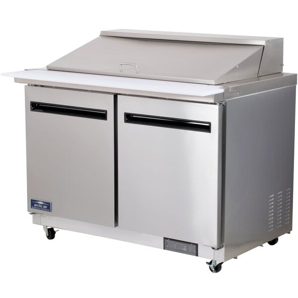 Arctic Air AMT48R Mega Top Sandwich Prep Table 48" – 12 Cu. Ft. 2 Door Commercial Refrigerated Prep Table