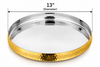 13" Brass & Stainless Steel Hammered Sovereign Thali – Elegant Dinner Plate
