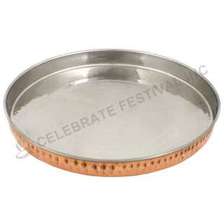 13-Inch Copper and Stainless Steel Thali Plate – Traditional Dining Platter for Serving Meals