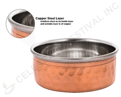 Durable Copper Katori Bowl with Hammered Texture and Stackable Design