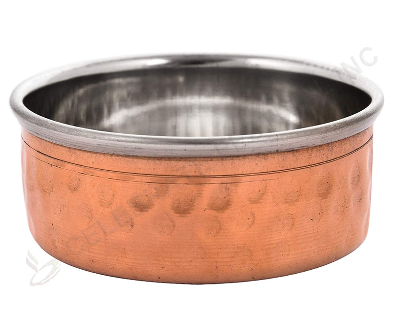 Copper Stainless Steel Hammered Katori Bowl with Shiny Finish – 3 oz Capacity