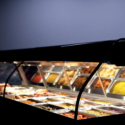 Alto-Shaam ED3-72 72" Black Countertop Heated Display Case with Curved Glass, 208V / 240V