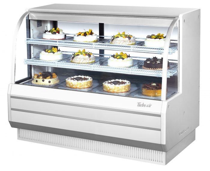 Turbo Air TCGB-60-W(B)-N Curved glass bakery case-refrigerated, 19.4 cu.ft.