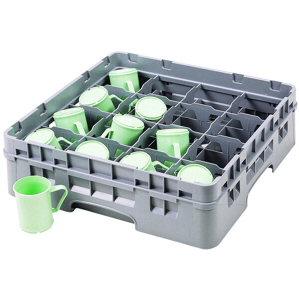 Cambro Camrack 16 Compartment Glass Rack with 2 5/8 Inch Compartments Gray ( Case of 6 )