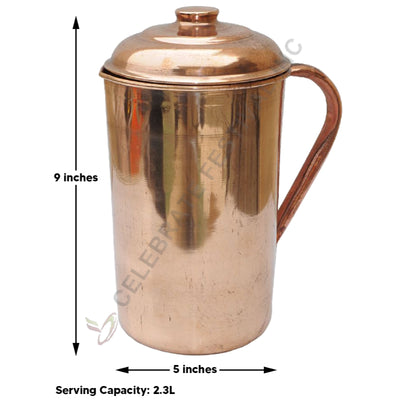 Copper jug with hammered finish and natural shine