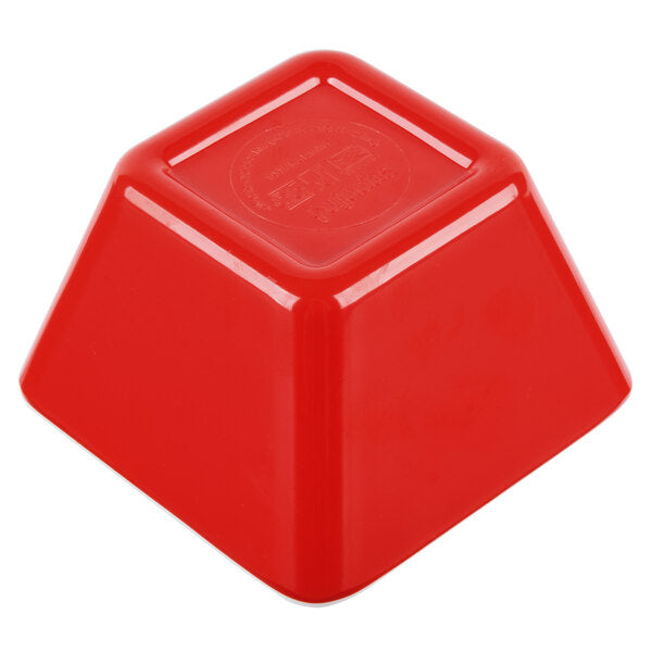 Vollrath V2220040 5 oz. Red / White Extra-Small Square Melamine Bowl