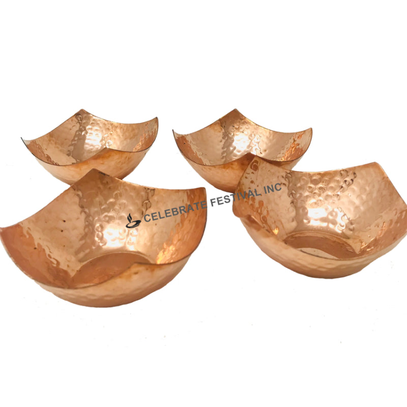 Hammered pure copper Mukhwa bowl 4-inch with 5 oz capacity