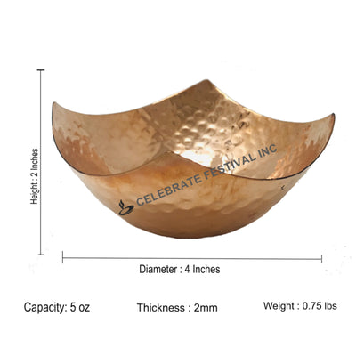 Traditional Indian copper Katori with hammered design