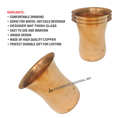 Handcrafted matte finish copper drinking glass with antique texture