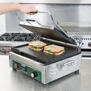 Waring WFG250T Tostato Supremo Large Smooth Top & Bottom Panini Sandwich Grill with Timer
