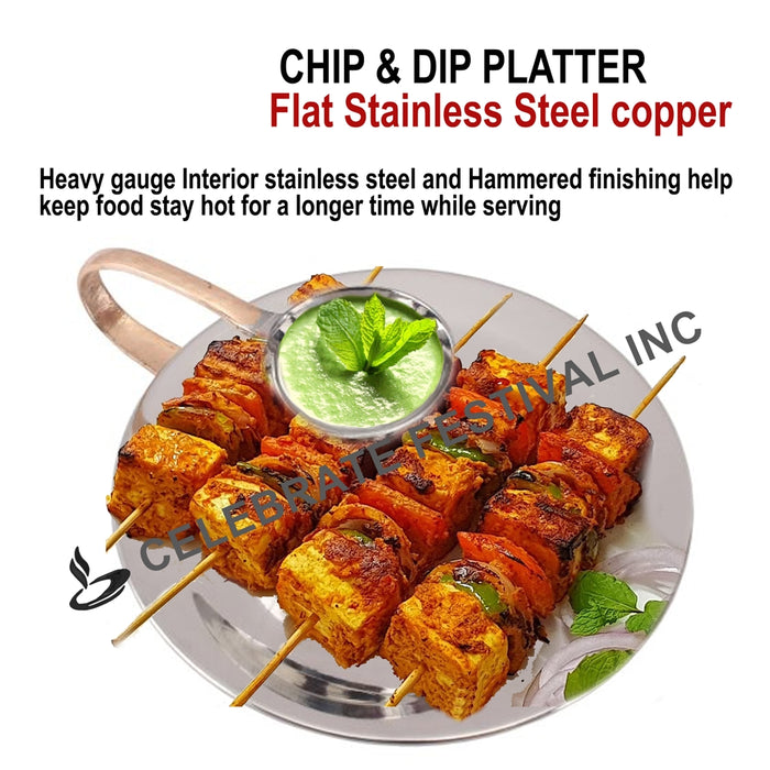 Stainless Steel Copper Flat Chip & Dip Platter 8 oz