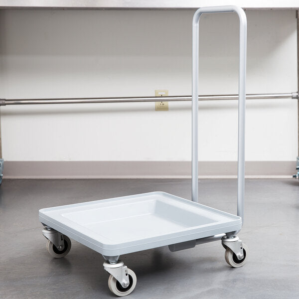 Cambro Gray Camdolly with Handle for Camracks – Heavy-Duty Dish Rack Transport Dolly