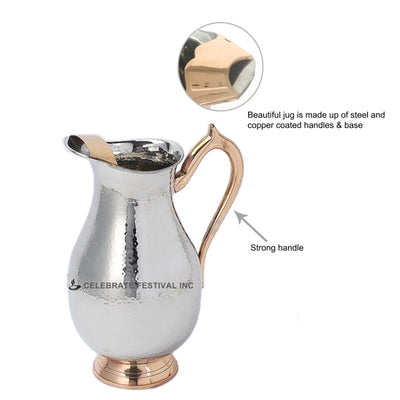 Moghul-style water pitcher with copper base and ice catcher