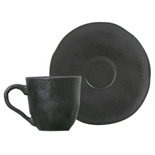 Porto Brasil Coffee Cup With Saucer Stoneware Matte Black ( Case of 12)