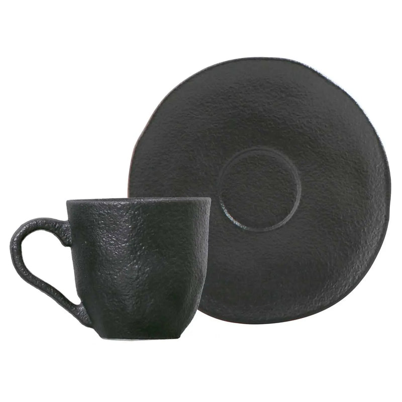Porto Brasil Coffee Cup With Saucer Stoneware Matte Black ( Case of 12)