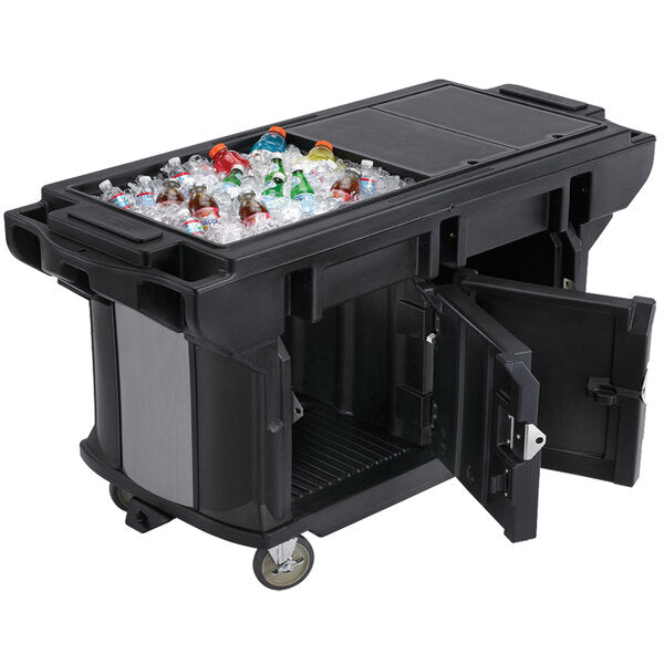 Cambro Versa Ultra 5 ft Heavy Duty Mobile Cold Food Service Table with Storage Black