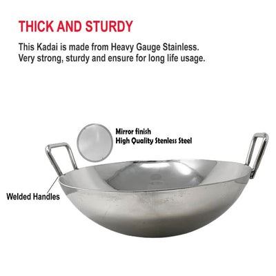 Stainless Steel Kadai (20", 24", 26", 28" & 30" diameter)