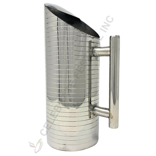 Stainless Steel Water/ Beverage Jug / Pitcher, With Rings Design And Glossy Finish - 11" X 4", 1.3 Ltr (52 Oz) Capacity