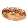 Premium Hammered Copper Oval Thali Dinner Set – Traditional Design with 1 Thali, 4 Mukta Katoris, 1 Spoon & 1 Curved Glass