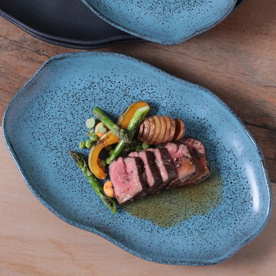 Porto Brasil Bio Shallow Oval Platter 11.81 in. Stoneware Night Sky ( Case of 12)