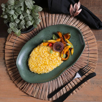 Porto Brasil Bio Shallow Oval Platter 11.81 in. Stoneware Greenery ( Case of 12)