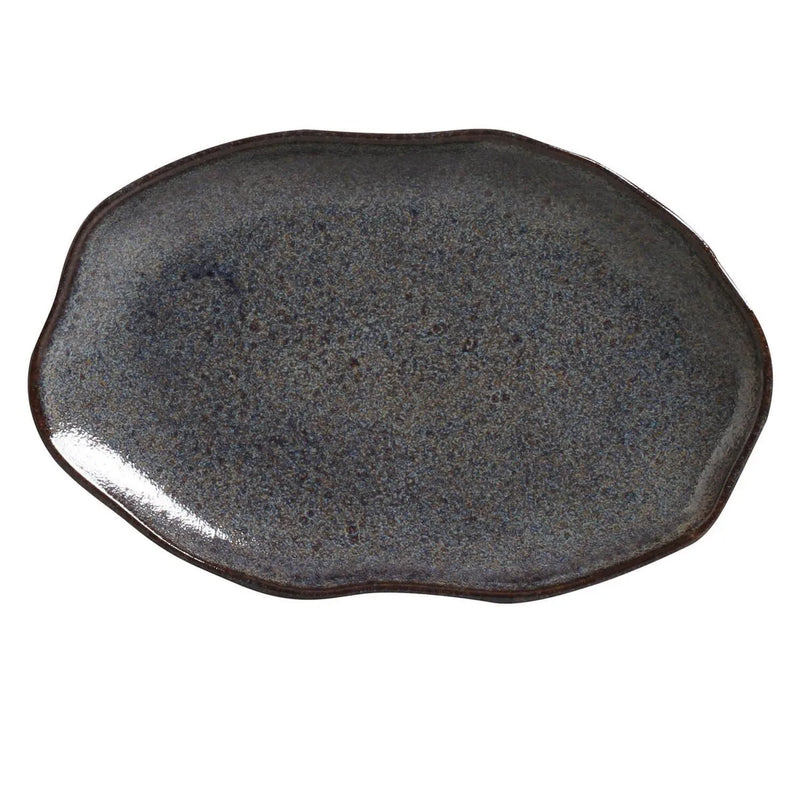 Porto Brasil Bio Shallow Oval Platter 11.81 in. Stoneware Titanium ( Case of 12)
