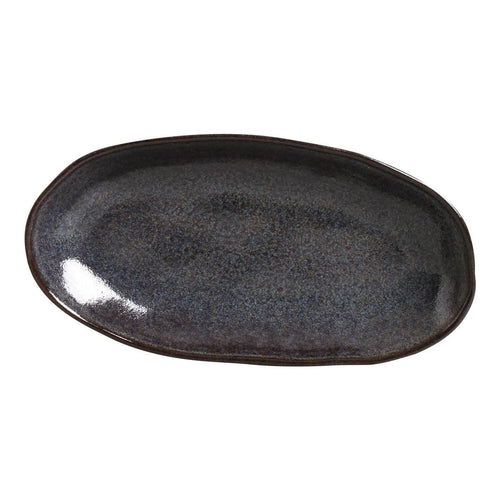 Porto Brasil Organic Deep Oval Platter 21.97" Stoneware Titanium ( Case of 12)