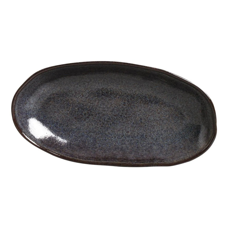 Porto Brasil Organic Deep Oval Platter 21.97" Stoneware Titanium ( Case of 12)
