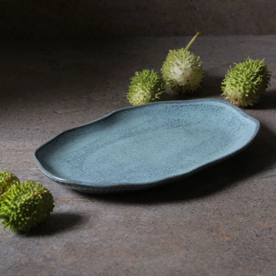 Porto Brasil Bio Shallow Oval Platter 11.81 in. Stoneware Breeze ( Case of 12)